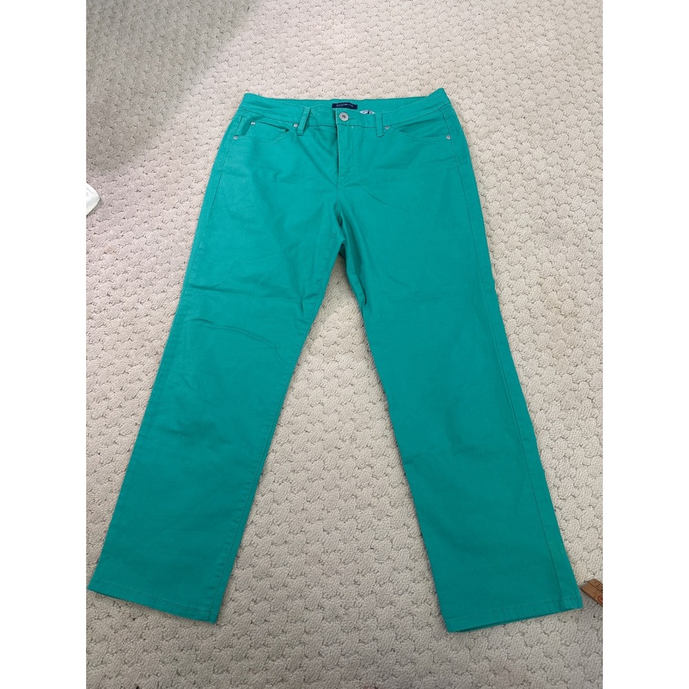 Bandolino Mandie Straight Leg Jeans Kelly Green Petite Size 16P Cotton Stretch